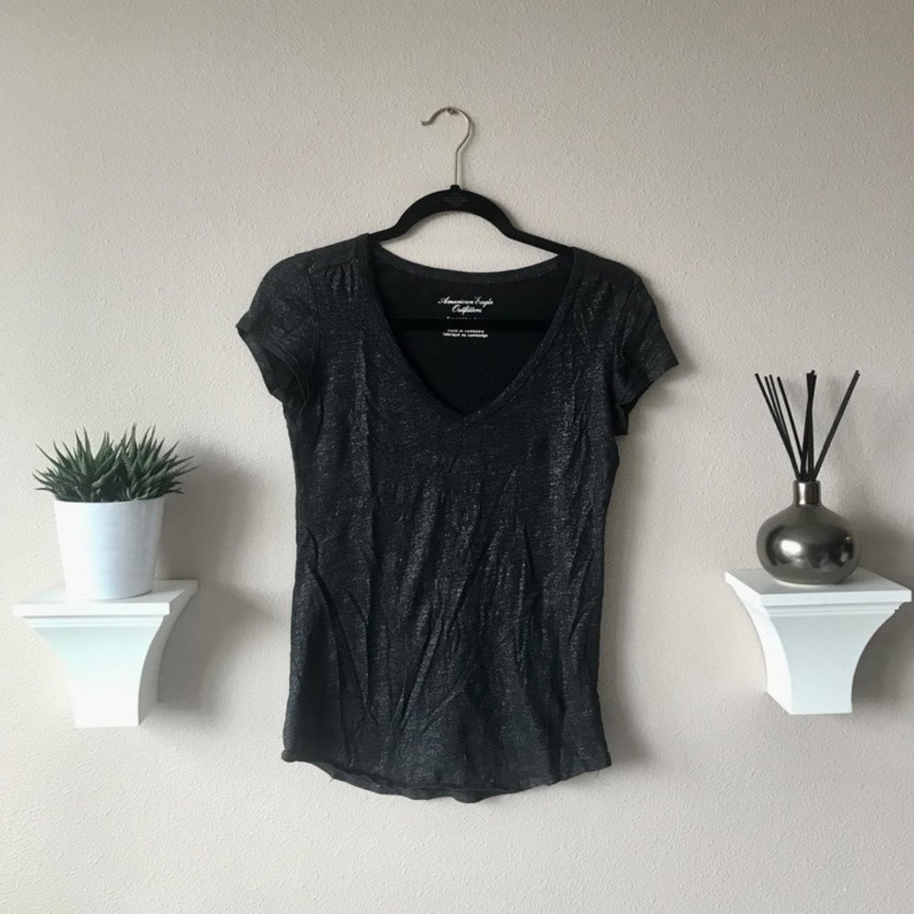 American Eagle Sparkle Black T
